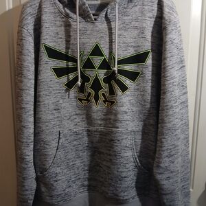 Men's Gray Hooded Sweatshirt with Neon Green Graphic